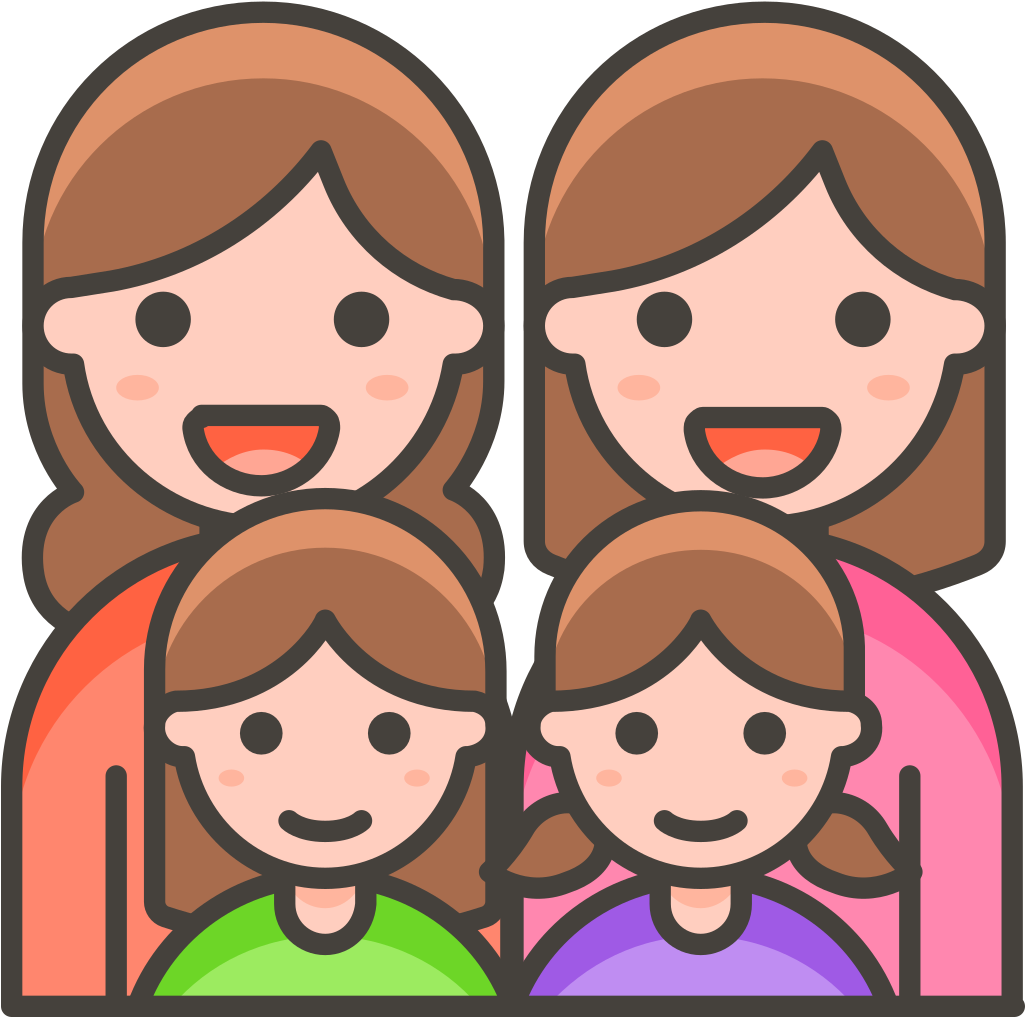326 Family Woman Woman Girl Girl - Family Emoji Png Clipart (1024x1024), Png Download