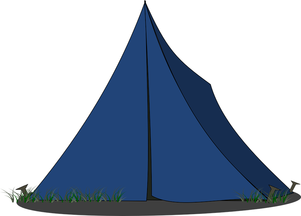 Tent Camping Pitched Blue - Blue Tent Clipart - Png Download (960x691), Png Download