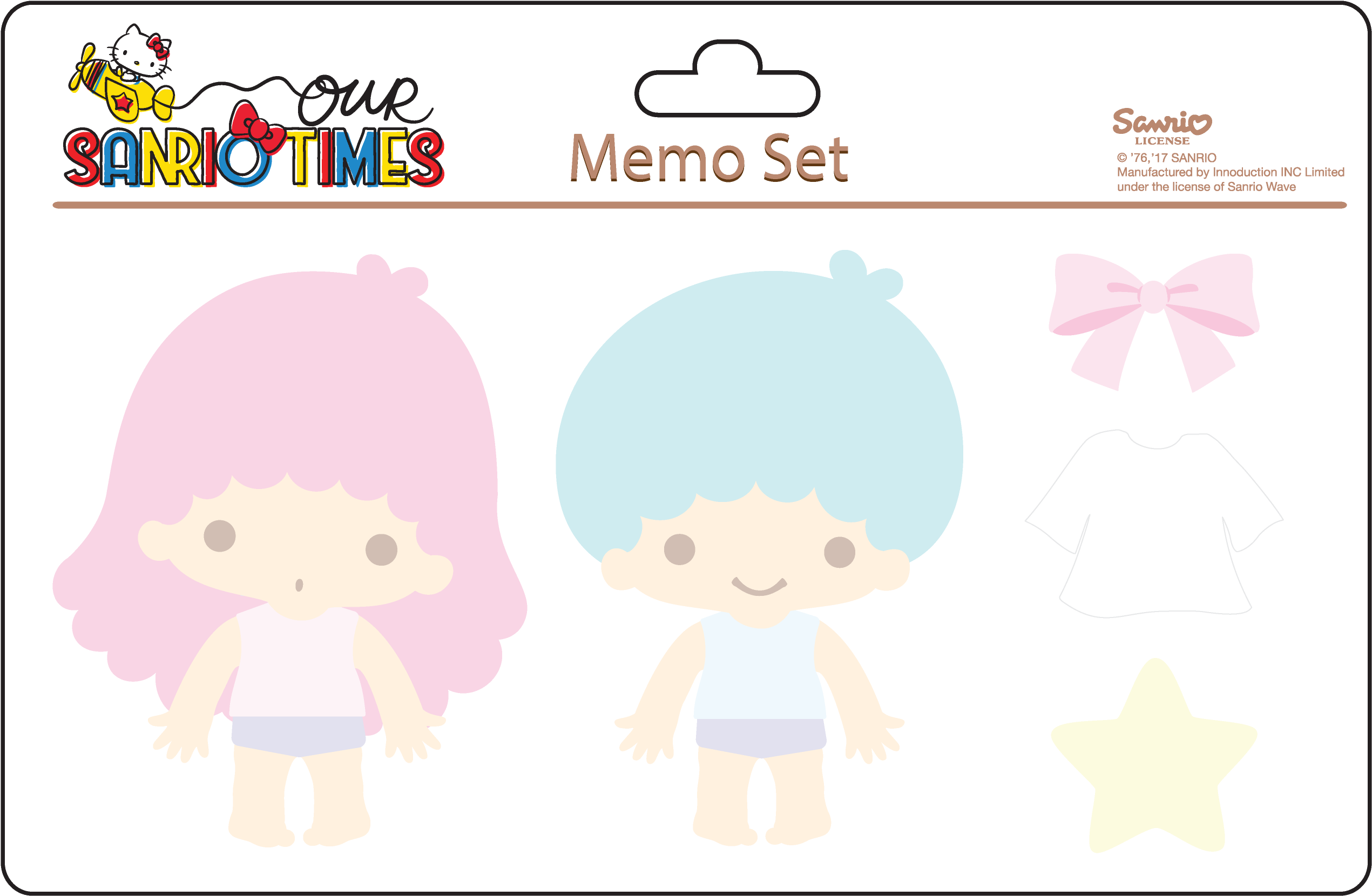 公仔紙便利貼套裝little Twin Stars - Cartoon Clipart (2541x1660), Png Download