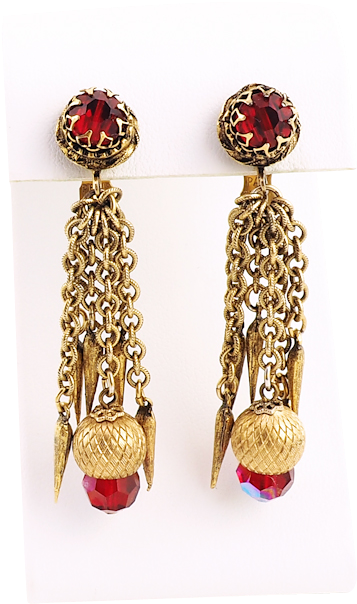 Vintage Red Crystal Earrings - Earrings Clipart (603x603), Png Download