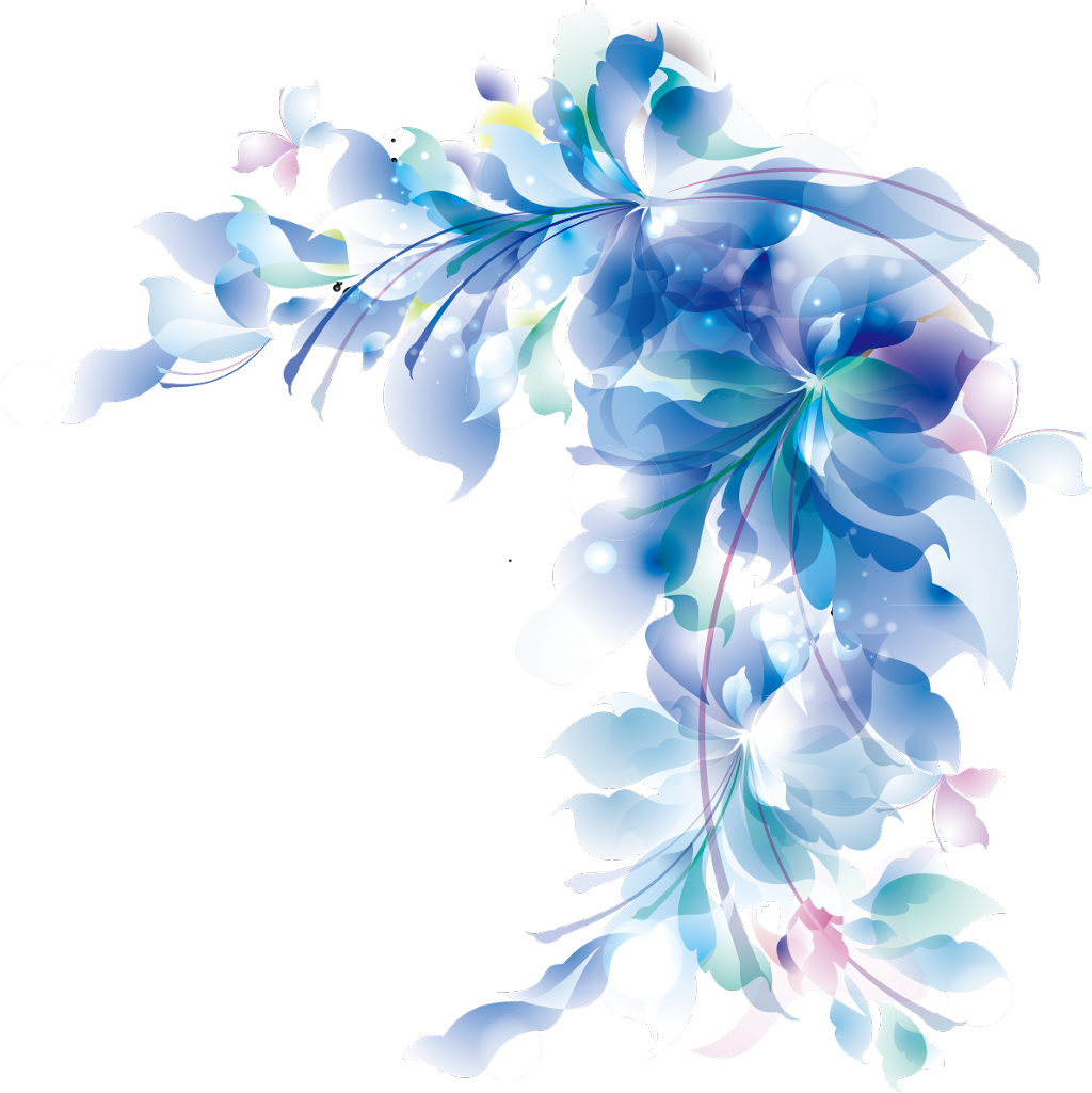 Mq Blue Flowers Borders Border Garden - Blue Wedding Vector Hd Clipart (1024x1025), Png Download
