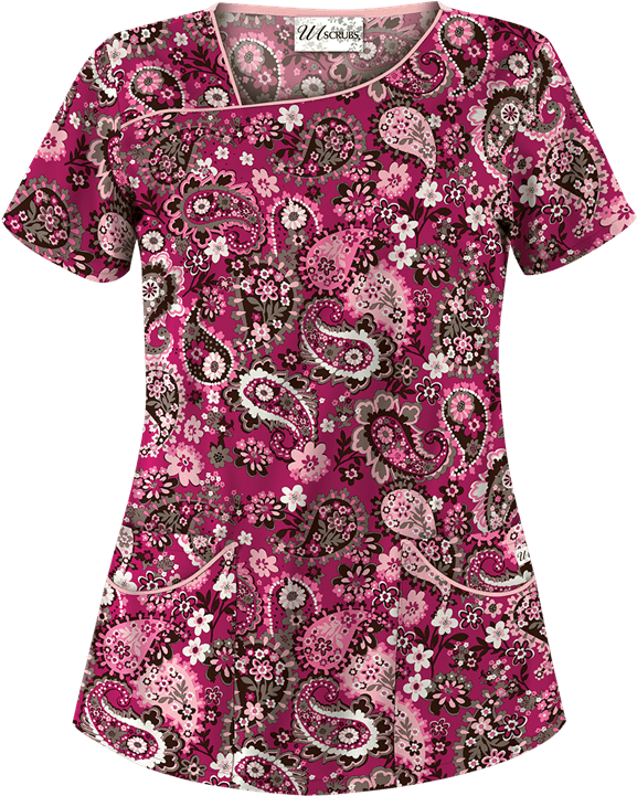 Ua658pak - Print Top Scrubs Women Clipart (600x720), Png Download