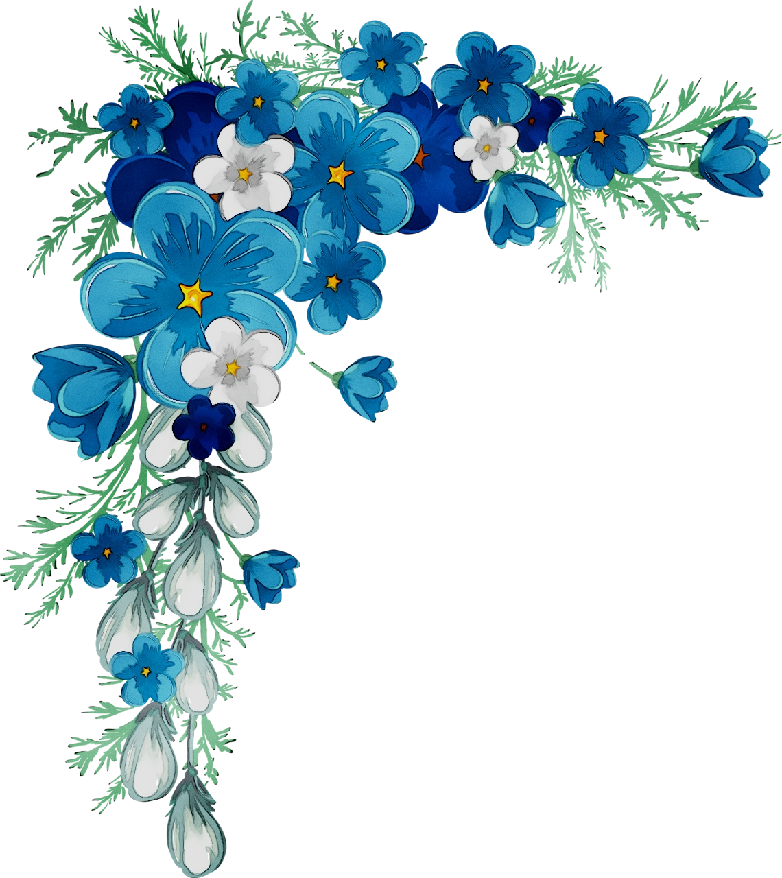 Flower, Blue, Borders And Frames Png Image With Transparent - Blue Flower Border Png Clipart (1140x1280), Png Download