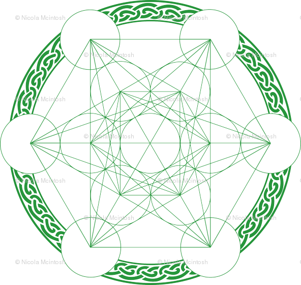 Metatrons Cube Spoonflower Green - Metatron Cube Clipart (592x560), Png Download