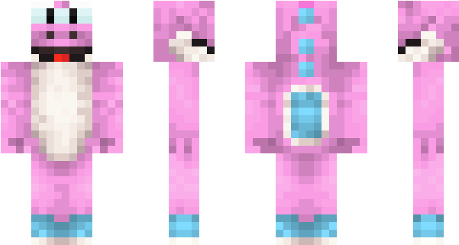 Pink Yoshi - Yoshi Minecraft Skin Clipart (750x442), Png Download