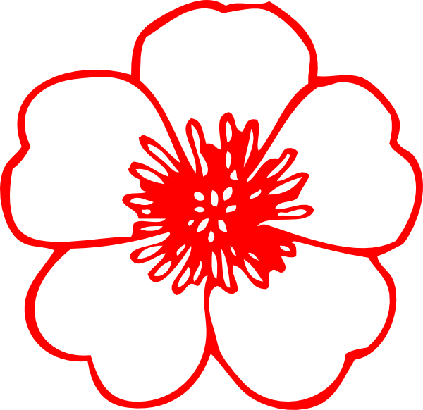 Peach Flower Clipart Art - Spring Flowers Clip Art Black And White - Png Download (600x582), Png Download