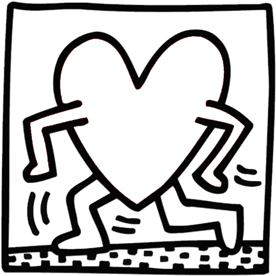 Keith Haring For Kids Artprints To Color Pop Art Paintings - Keith Haring Heart Clipart (570x579), Png Download
