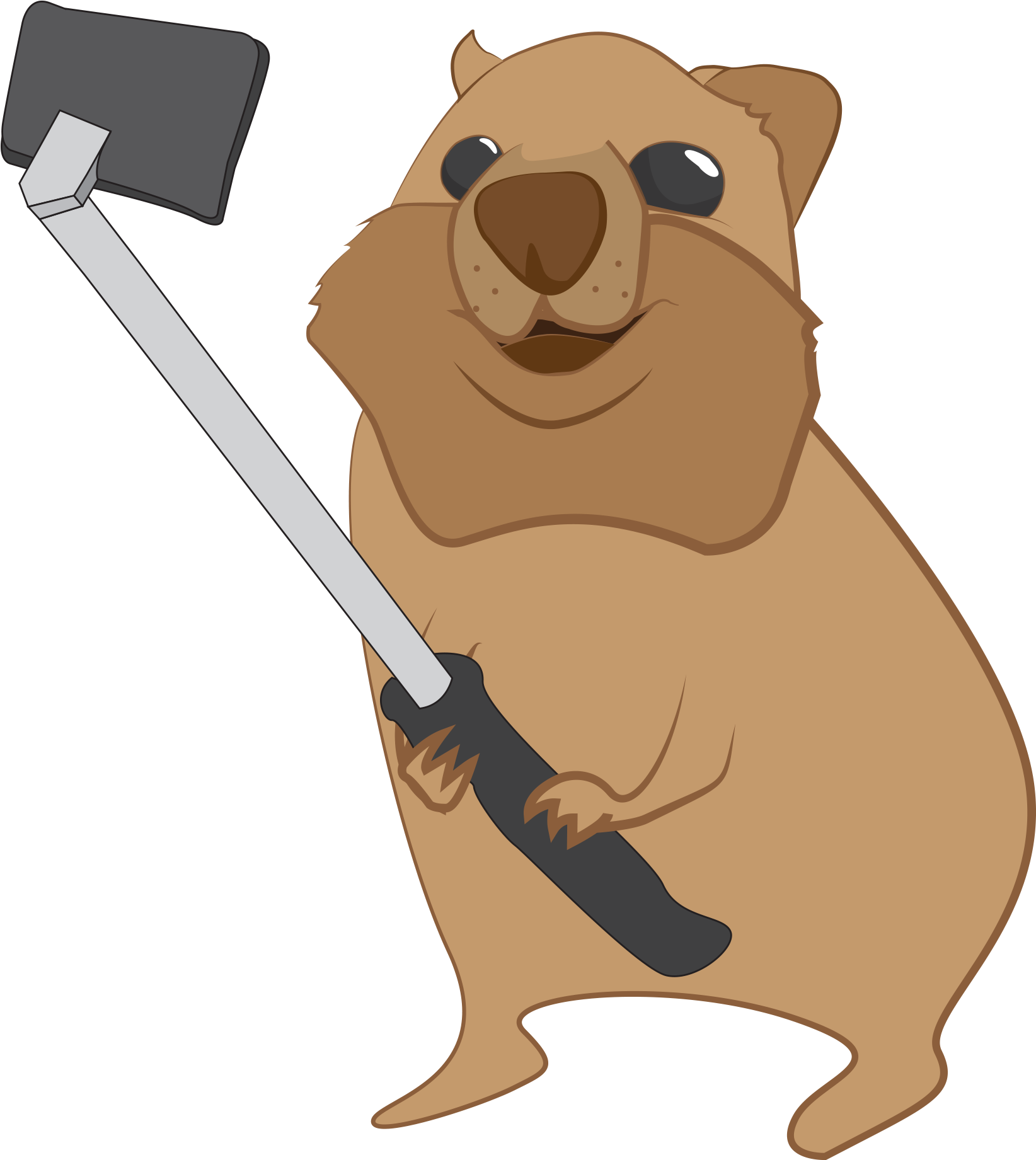 Quokka With Selfie Stick - Cartoon Quokka Clipart - Png Download (1644x1841), Png Download