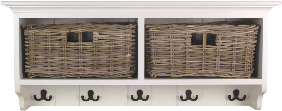 Wall Mounted Coat Rack With Baskets - Cupboard Clipart (1153x768), Png Download