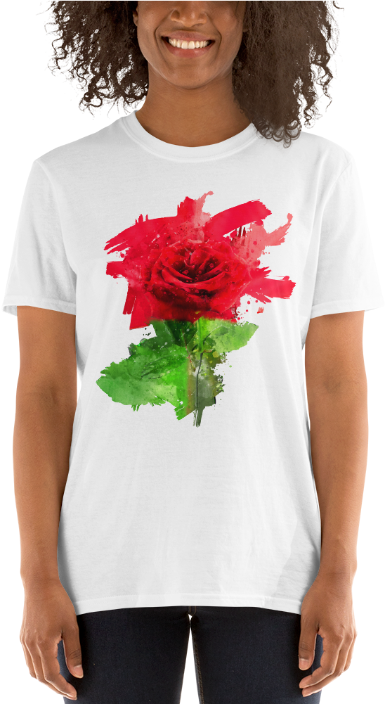 Rose Art Short Sleeve Unisex T Shirt - T-shirt Clipart (1000x1000), Png Download