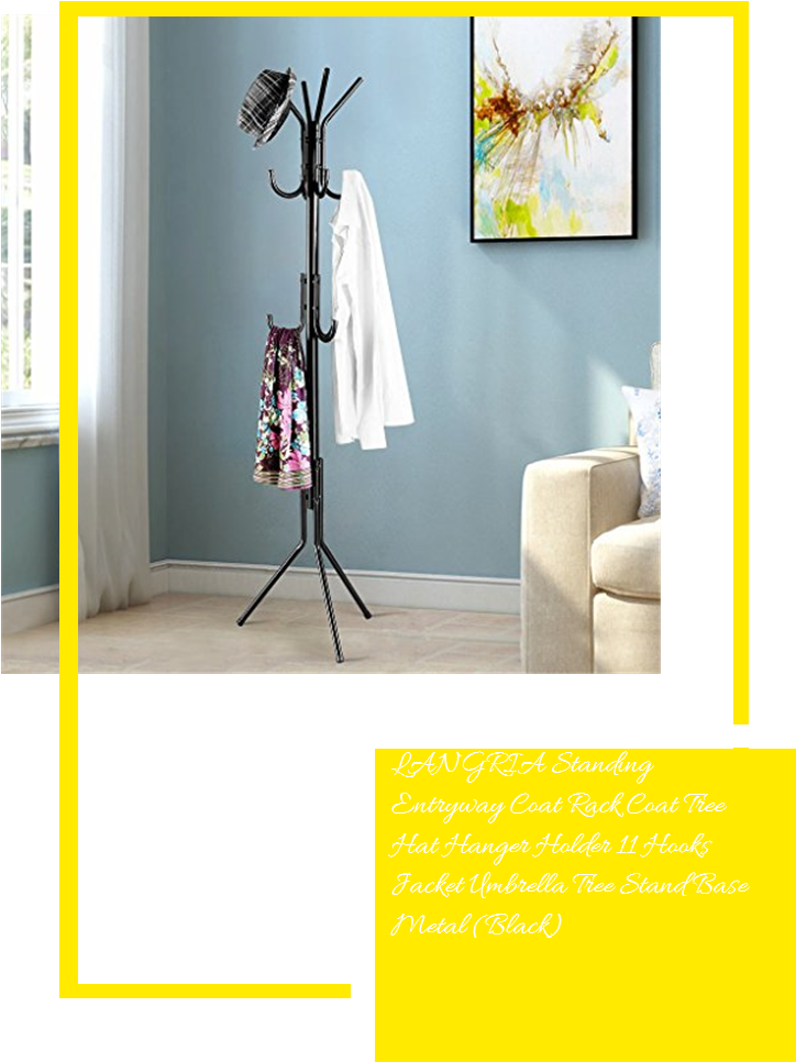 Langria Standing Entryway Coat Rack Coat Tree Hat Hanger - Clothes Hanger Clipart (735x1100), Png Download