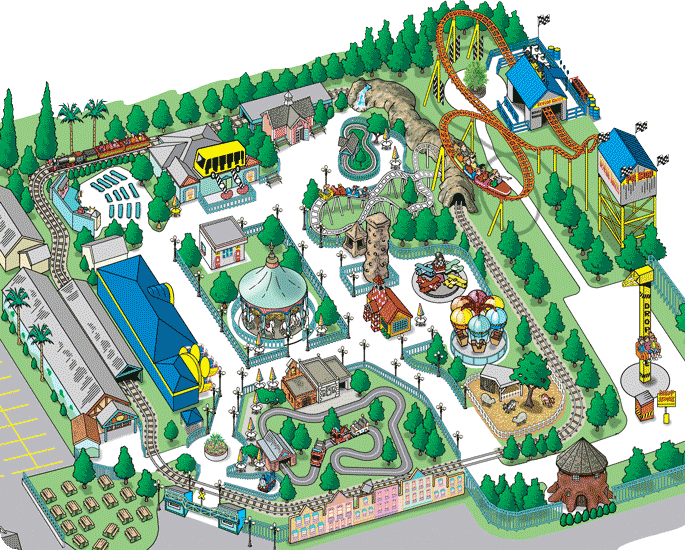 Pointer Map Of The Park - Small Amusement Park Map Clipart (685x550), Png Download