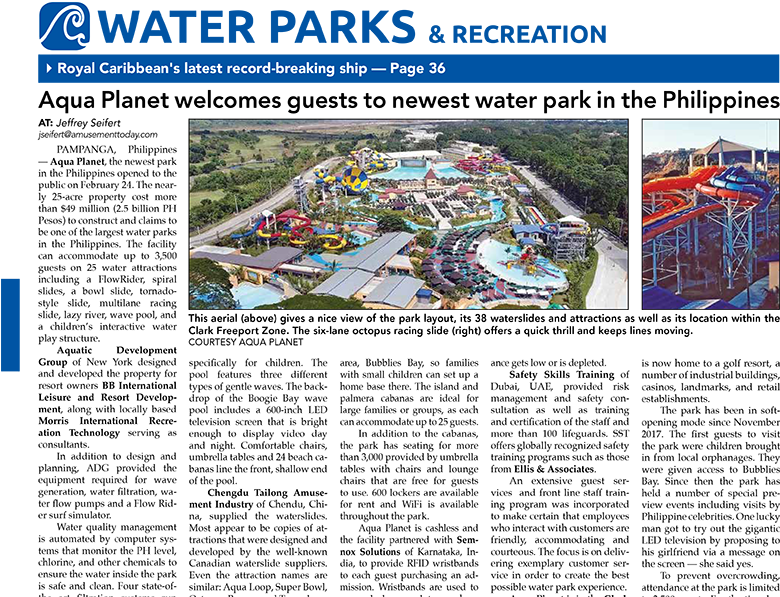 Amusement Today Article Featuring Aqua Planet Waterpark - Roller Coaster Clipart (800x600), Png Download