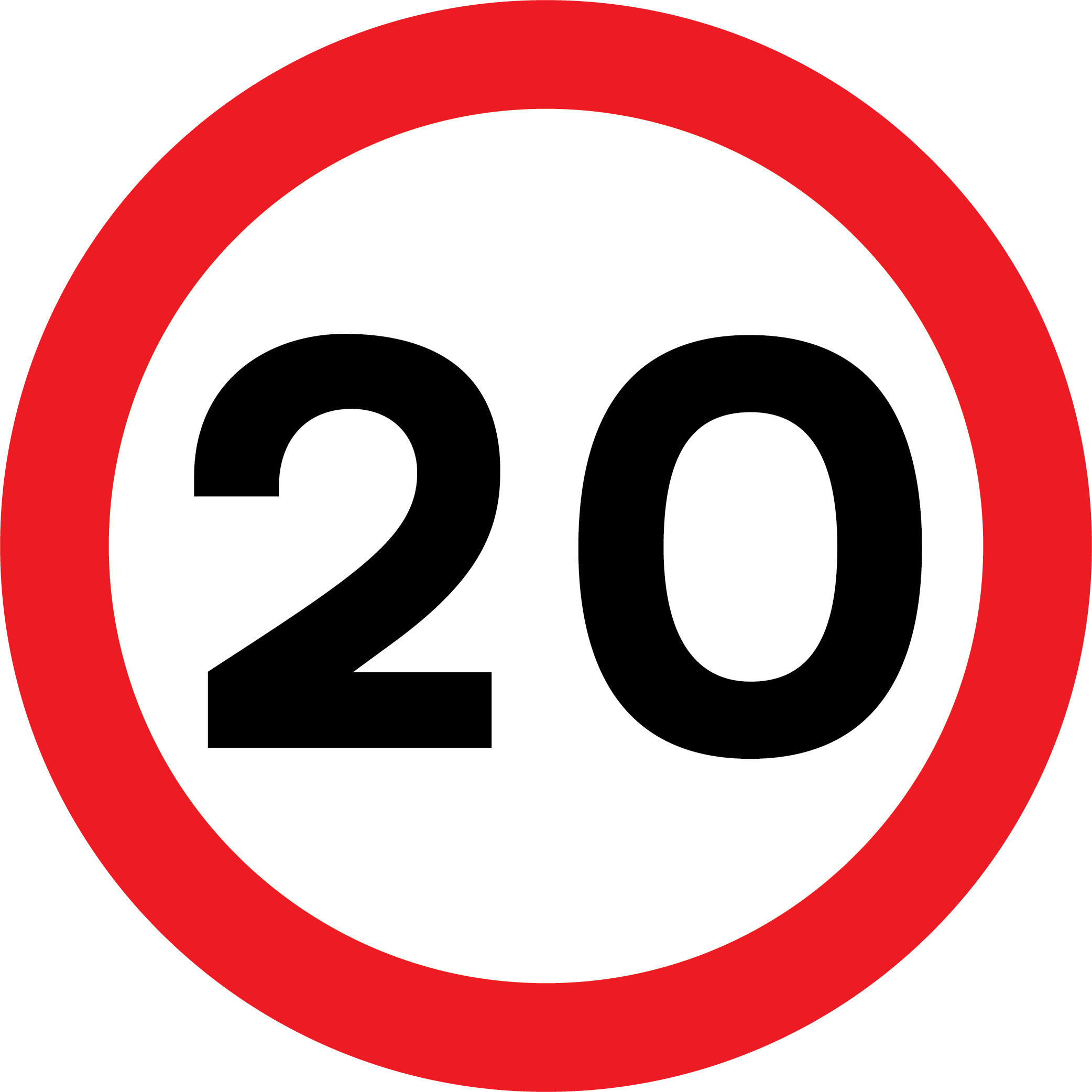 Back - Speed Limit Sign 20 Clipart (2084x2084), Png Download