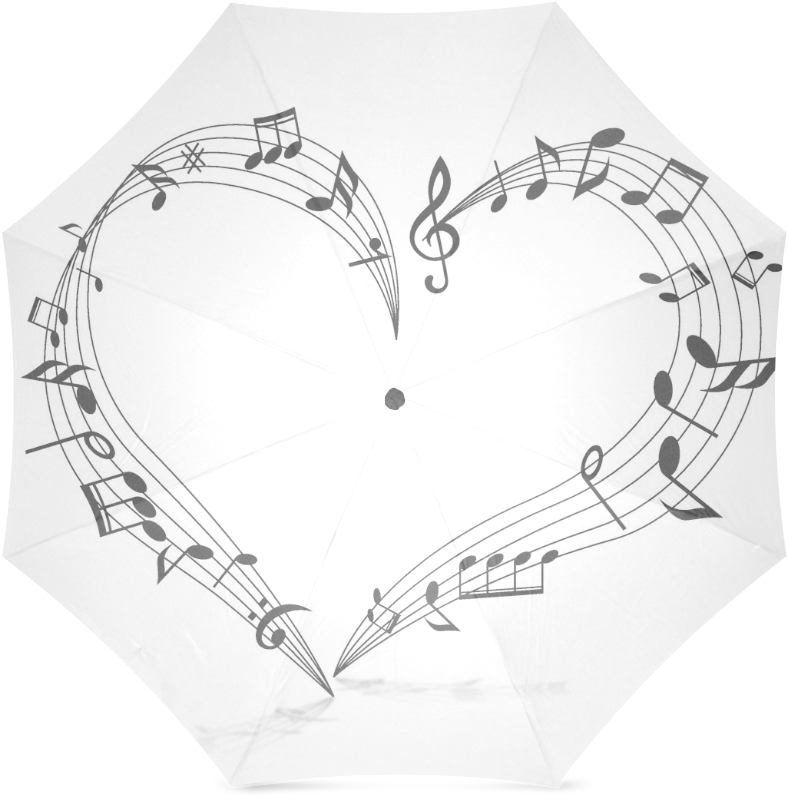 Bw Heart Music Notes Umbrella - 愛心 音符 Clipart (1000x1000), Png Download