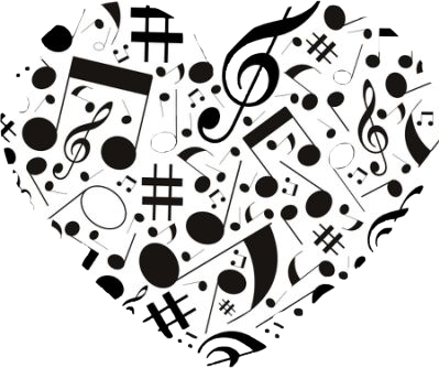 #music #heart #black #white #notes #musicnotes #freetoedit - Music Notes And Love Heart Clipart (399x334), Png Download