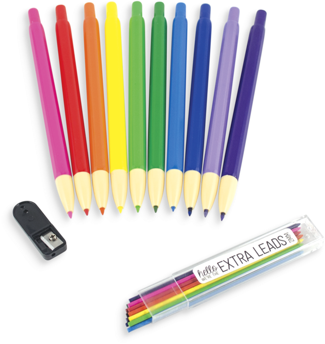 Drawing Pens Color - Mechanical Colored Pencils Clipart (800x800), Png Download
