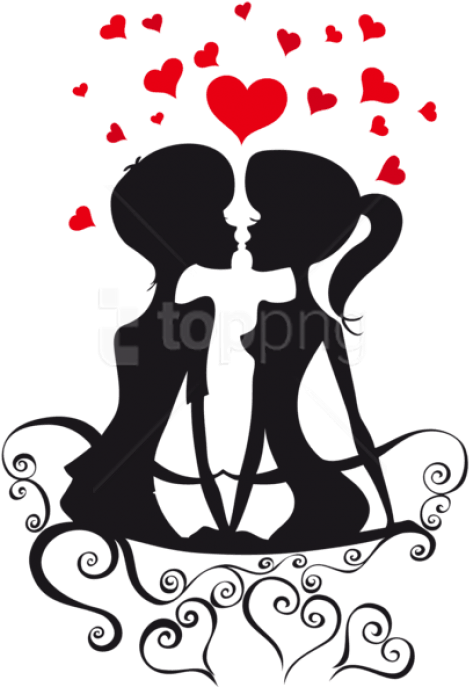 Free Png Download Love Couple Silhouettes On A Bench - Couples Vector Clipart (480x696), Png Download