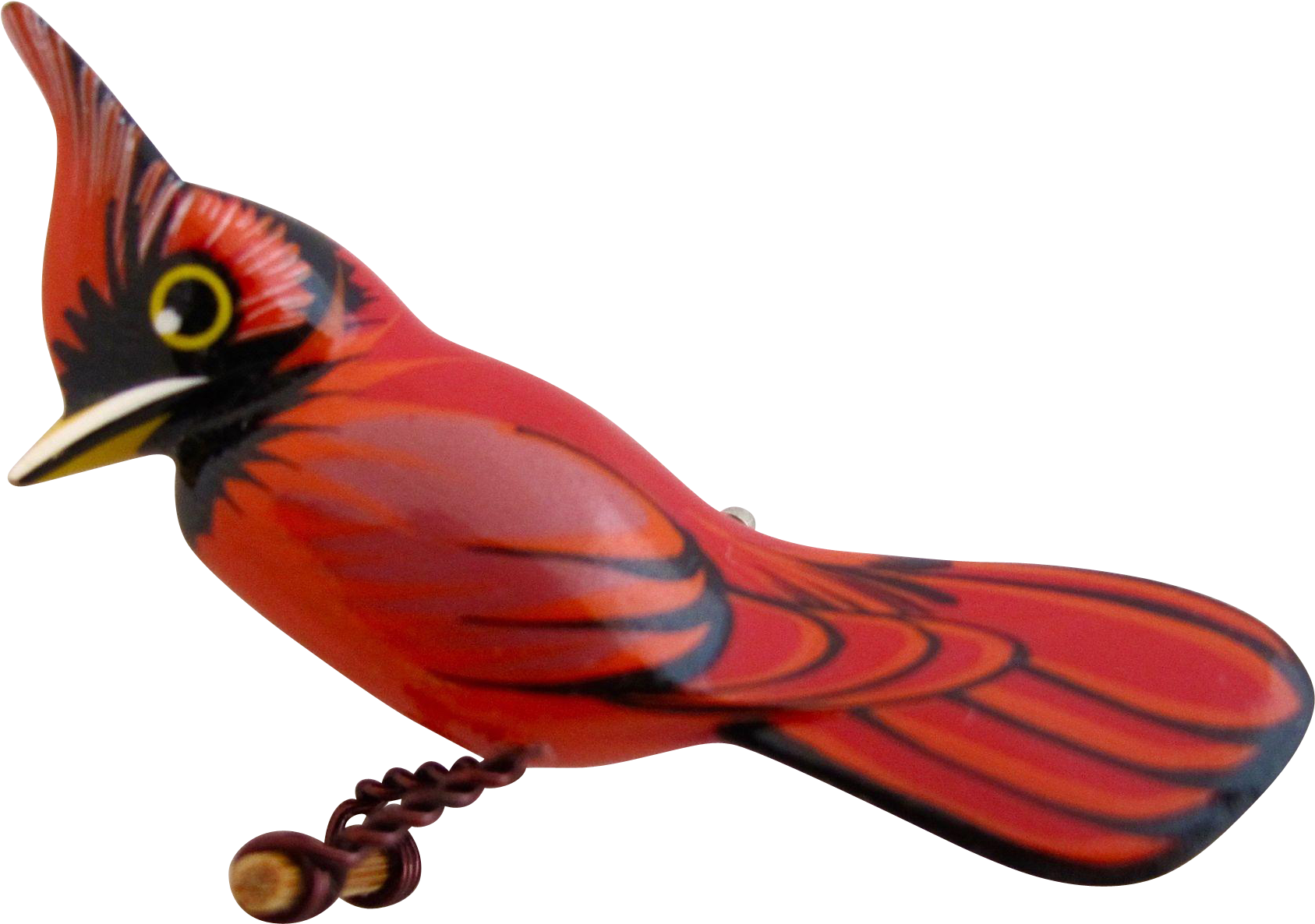 Vintage Painted Wood Hand Carved Cardinal Bird Pin - Northern Cardinal Clipart (1686x1686), Png Download