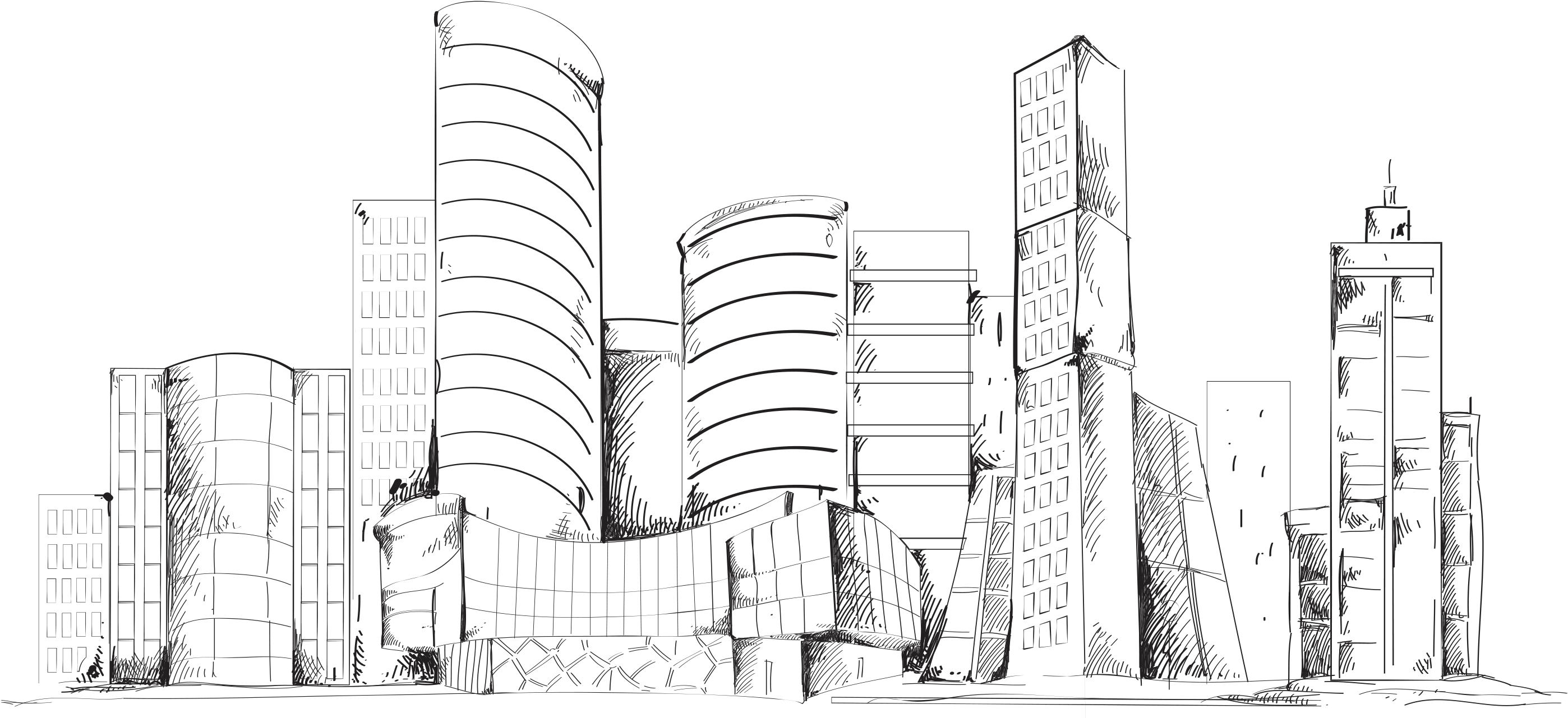 Director, Business Development - Bosquejo De Edificios Clipart (2874x1328), Png Download