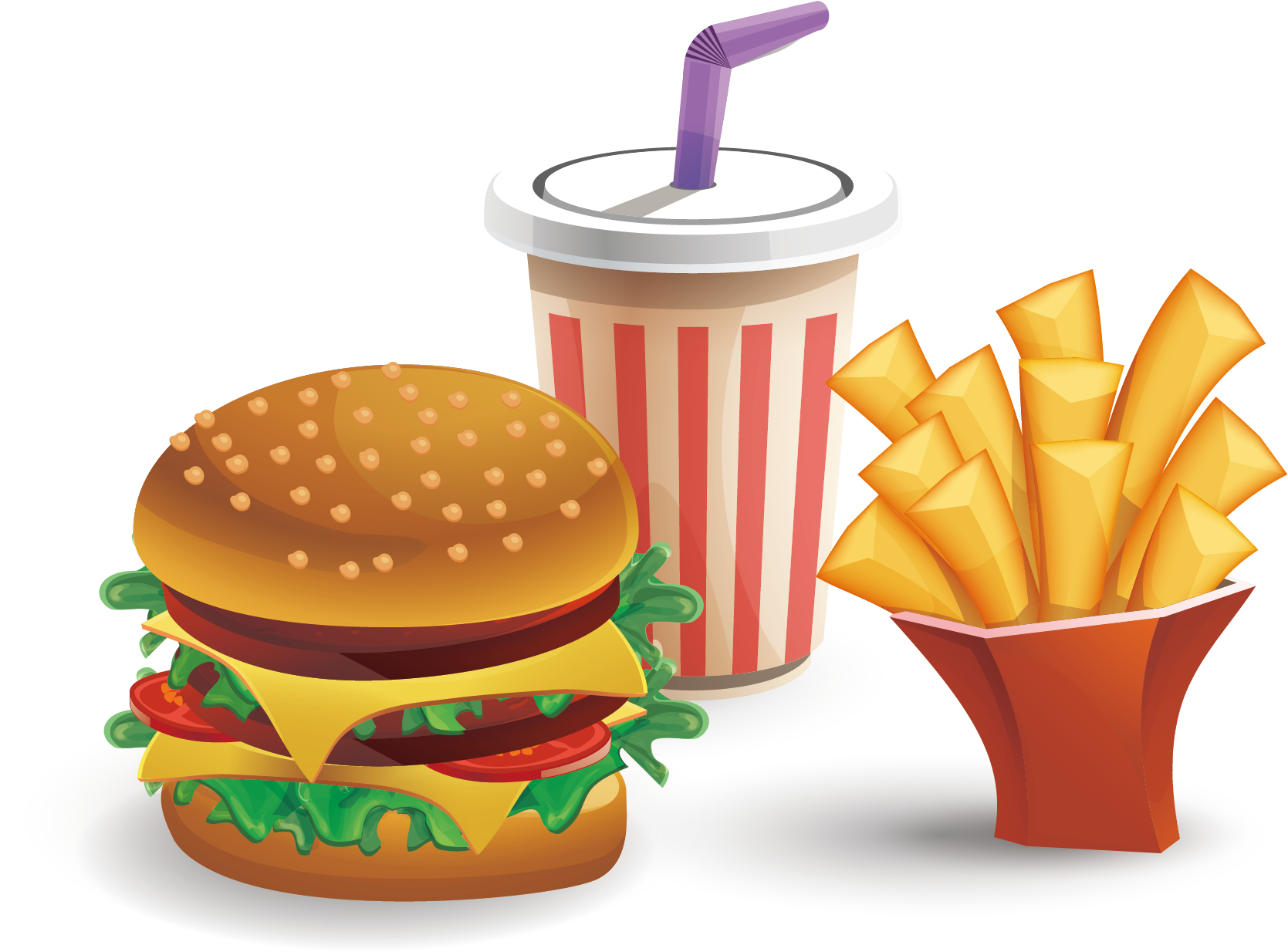 Hamburger, Cocacola, Cheeseburger, Sandwich Png Image - Burger Fries And Coke Clipart (1875x1875), Png Download