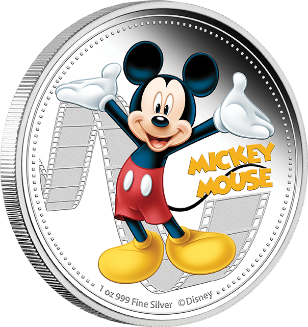 2014 1 Oz Silver Coin - Mickey Mouse Coins Clipart (604x641), Png Download