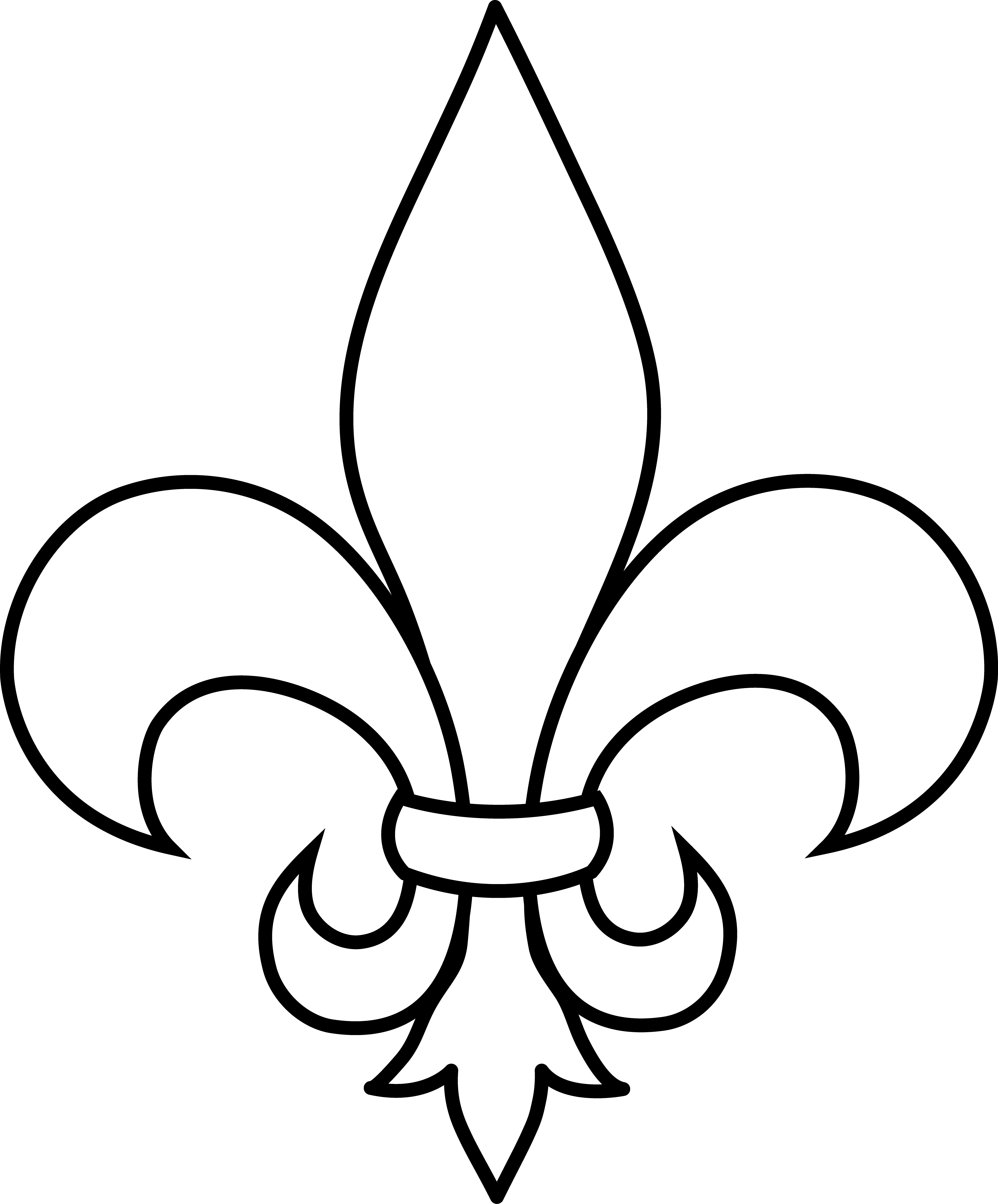 Black And White Fleur De Lis Outline - Fleur De Lis White Clipart (4509x5438), Png Download