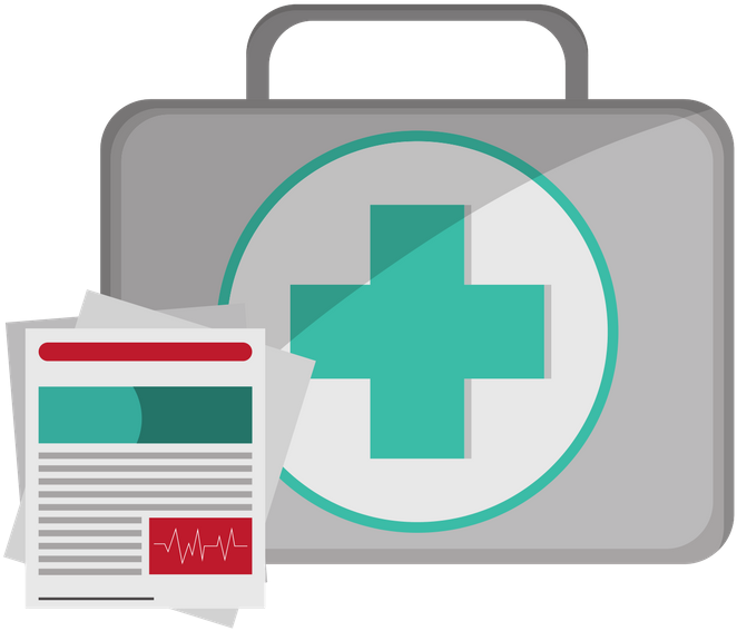 First Aid Briefcase With Safety Report Icon - Briefcase Clipart (696x601), Png Download