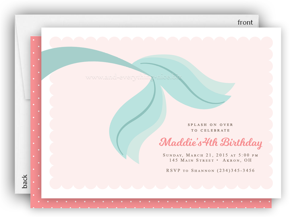 Mermaid Tail Party Invitation • Baby Shower Birthday - Motif Clipart (1016x756), Png Download