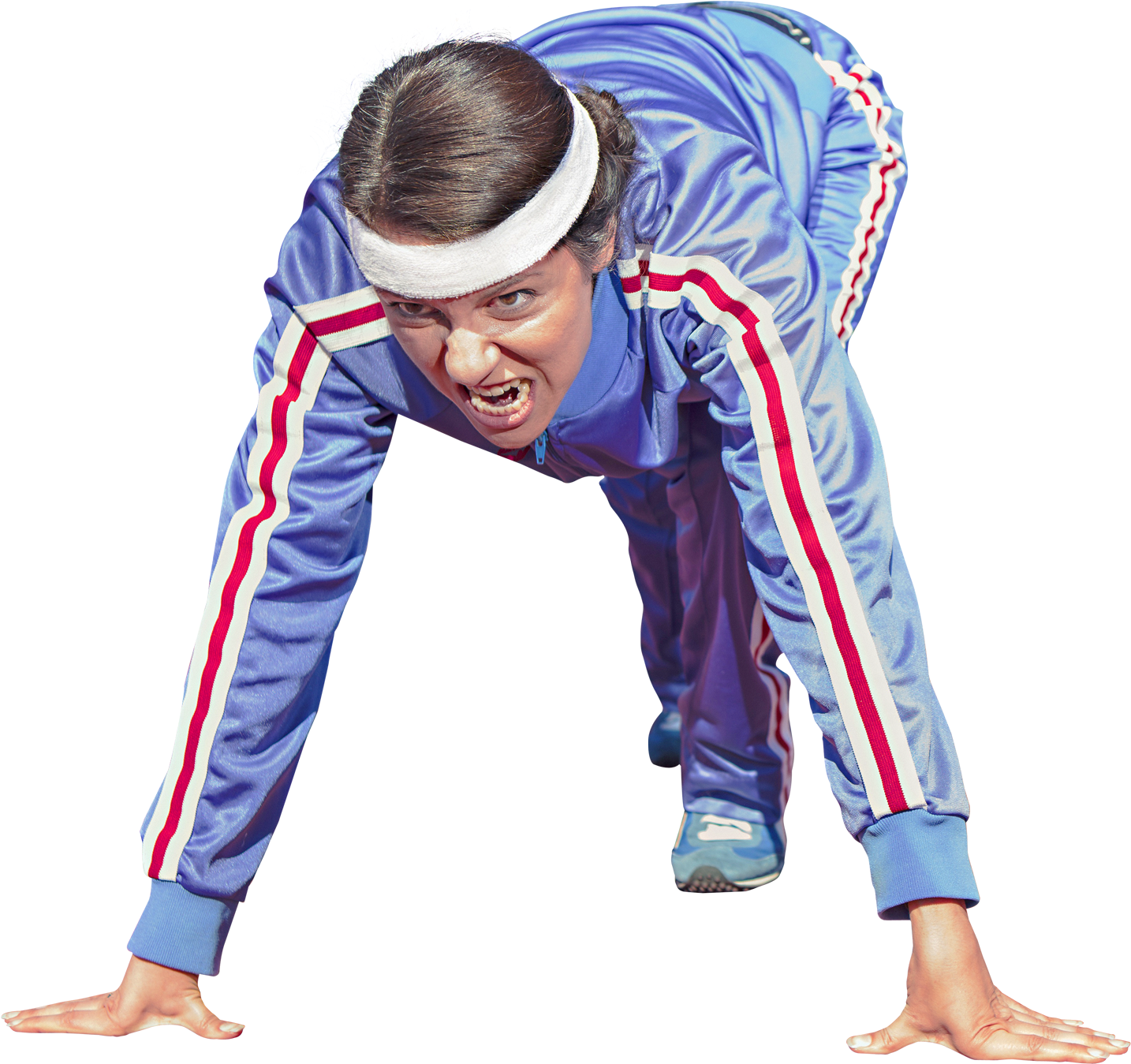 Download Female Athlete Ready For Running Png Image - Running Png Clipart (1518x1531), Png Download