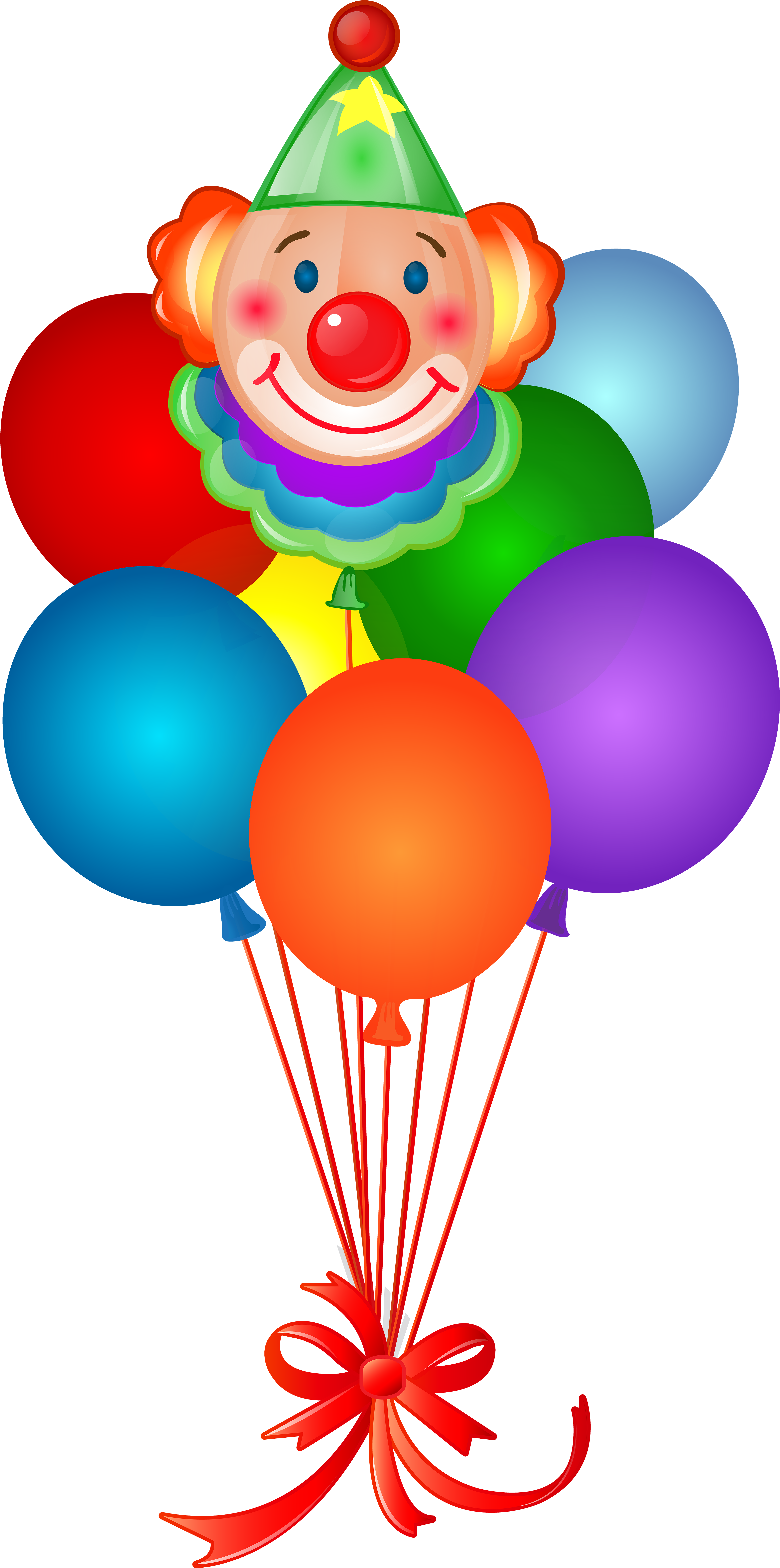 Birthday Balloons With Clown Png Clip Art - Gambar Balon Ulang Tahun Transparent Png (4025x8000), Png Download