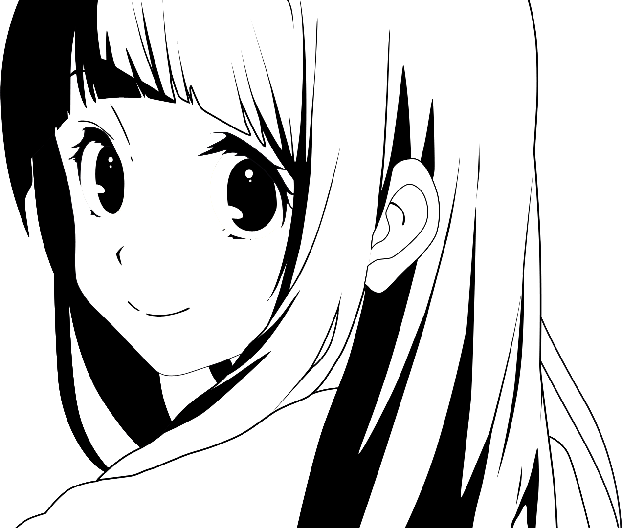 Anime Nose Transparent - Anime Black And White Clipart (1920x1080), Png Download