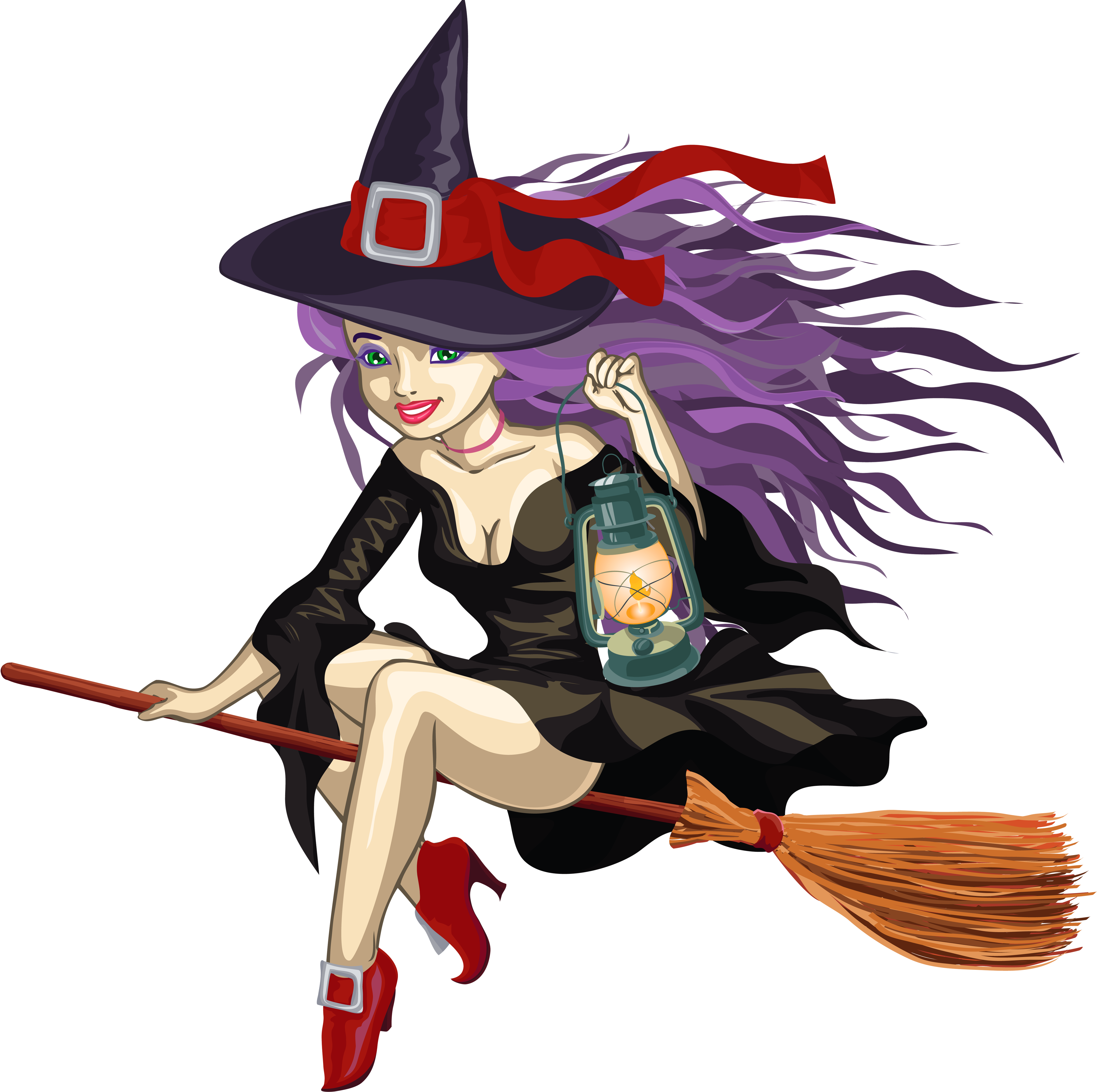 Witch With Lantern Png Clipart - Witch Png Transparent Png (4400x4380), Png Download