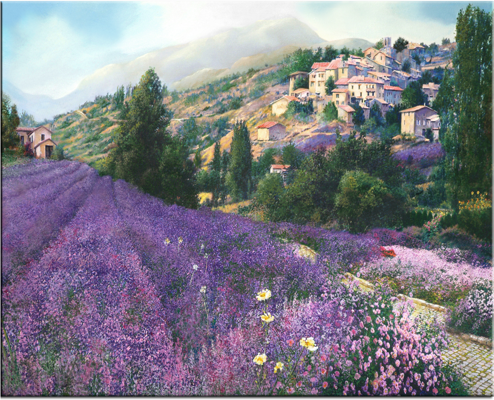 Lavender Fields - Lavender Fields Art Clipart (1000x1000), Png Download