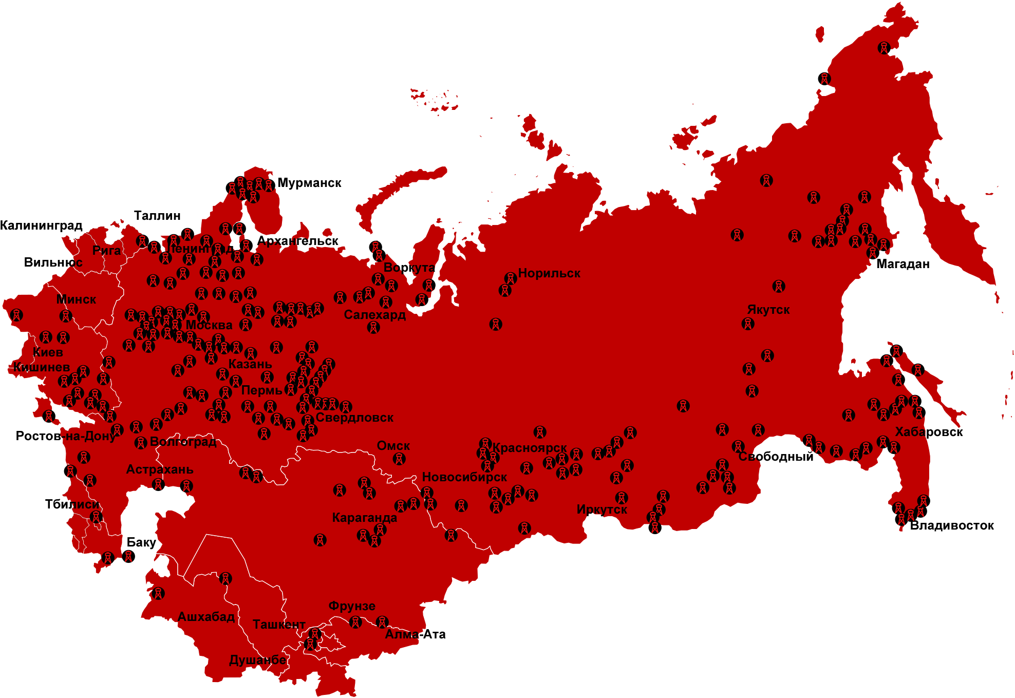 Gulag Location Map - Soviet Union Flag Map Clipart (2000x1370), Png Download