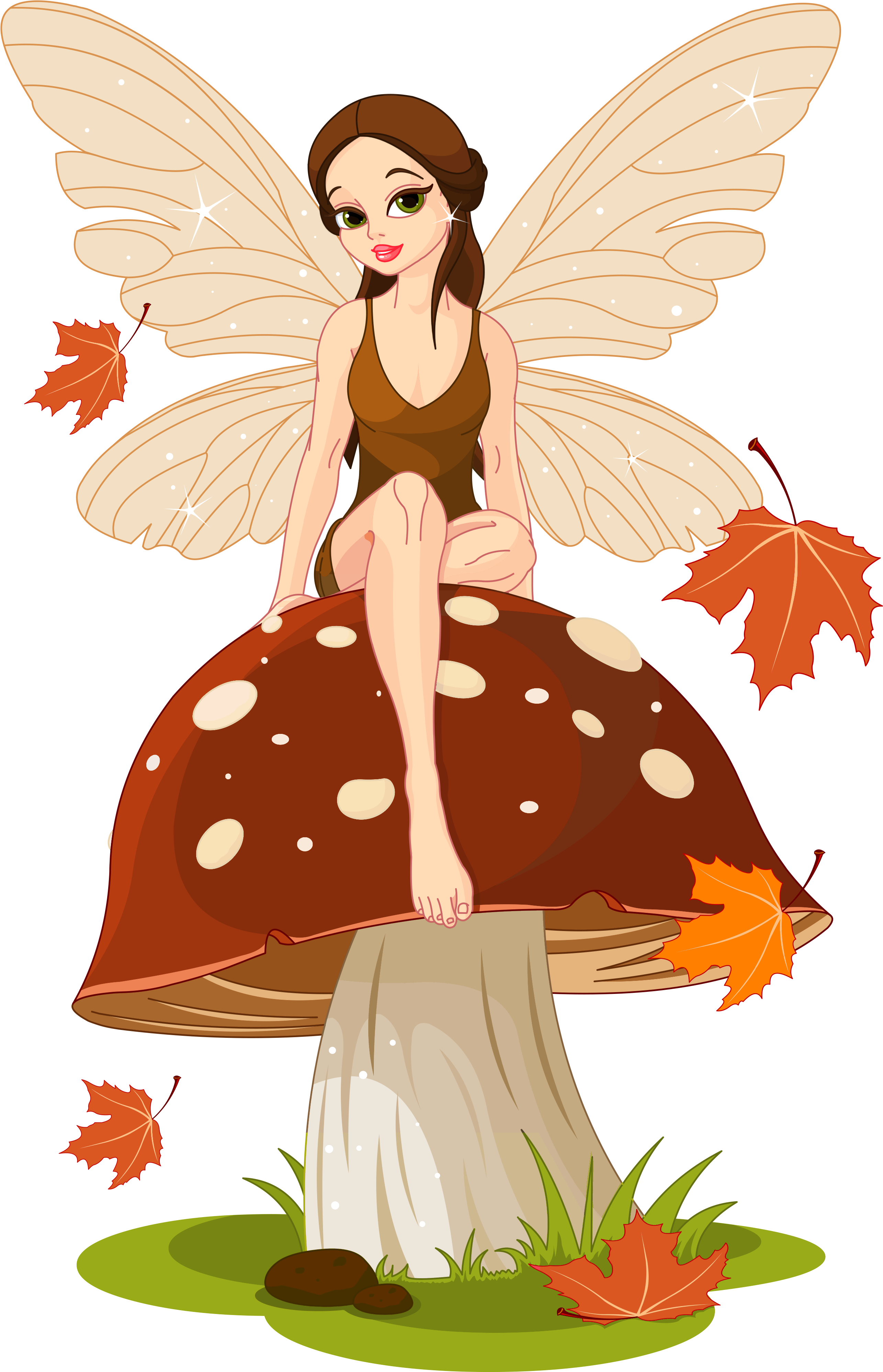 Fairy Sitting On A Mushroom Clipart (2642x4102), Png Download