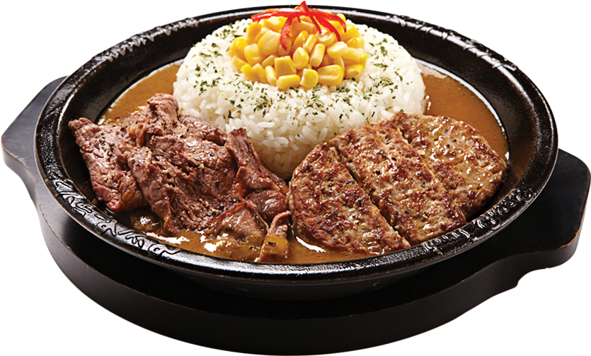 Beef & Hamburg Curry Rice - Pepper Lunch Clipart (880x740), Png Download