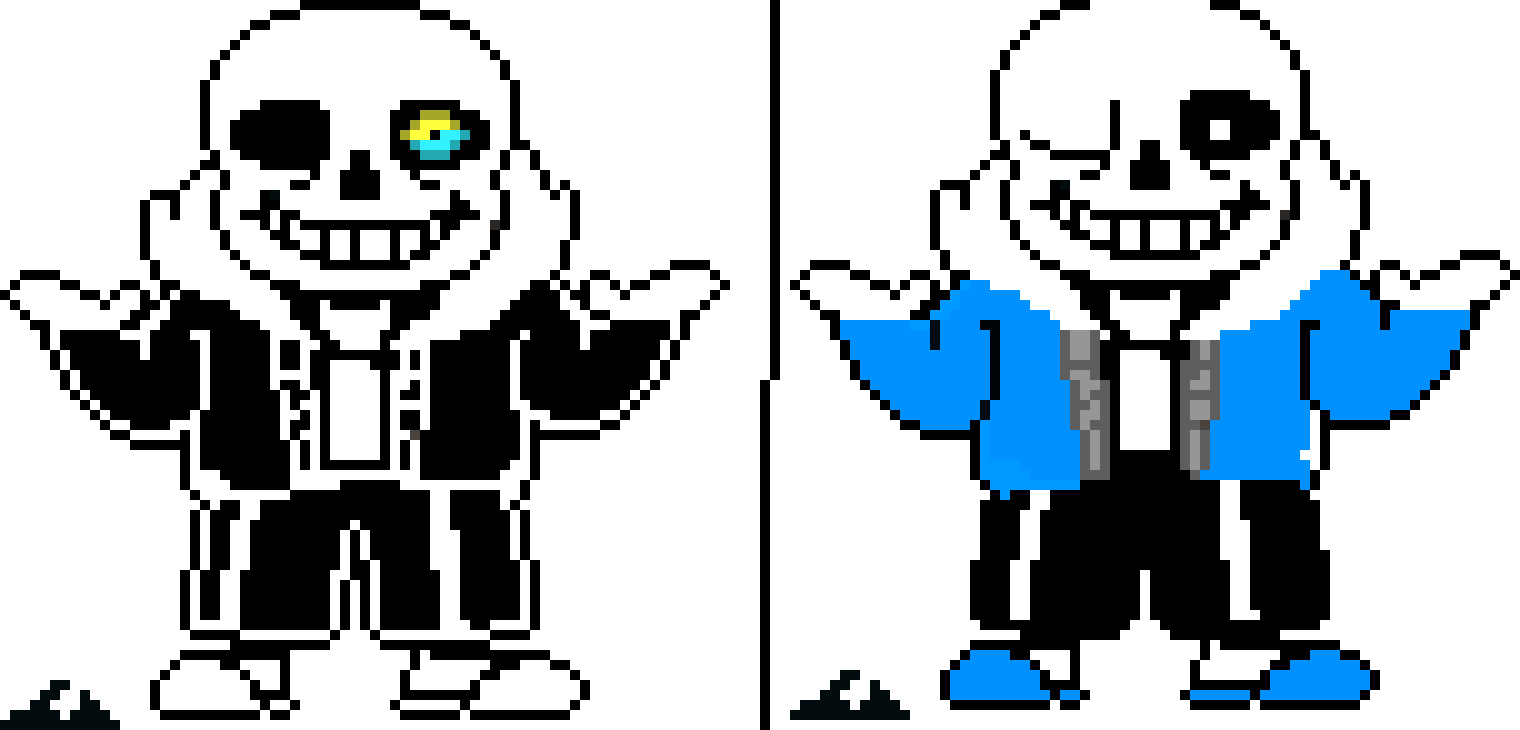 Sans Shrug - Sans Shrug Pixel Art Grid Clipart (1520x730), Png Download
