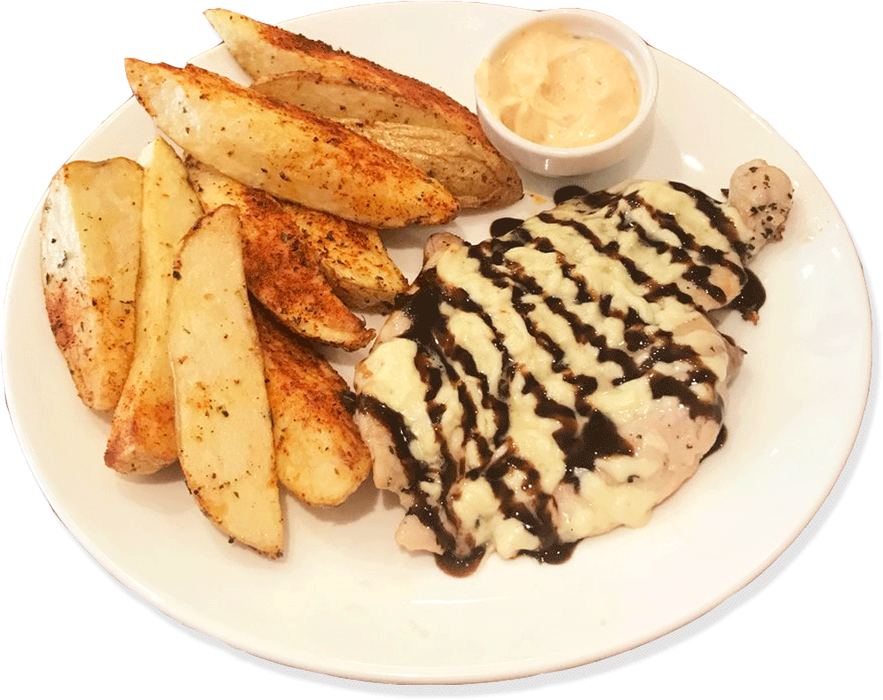 Lunch Chicken Steak And Mexican Potatoes Clipart (995x789), Png Download