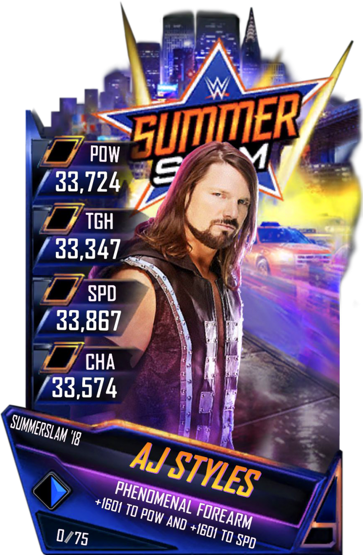 Ajstyles S4 21 Summerslam18 - Wwe Supercard Summerslam 18 Clipart (733x1158), Png Download