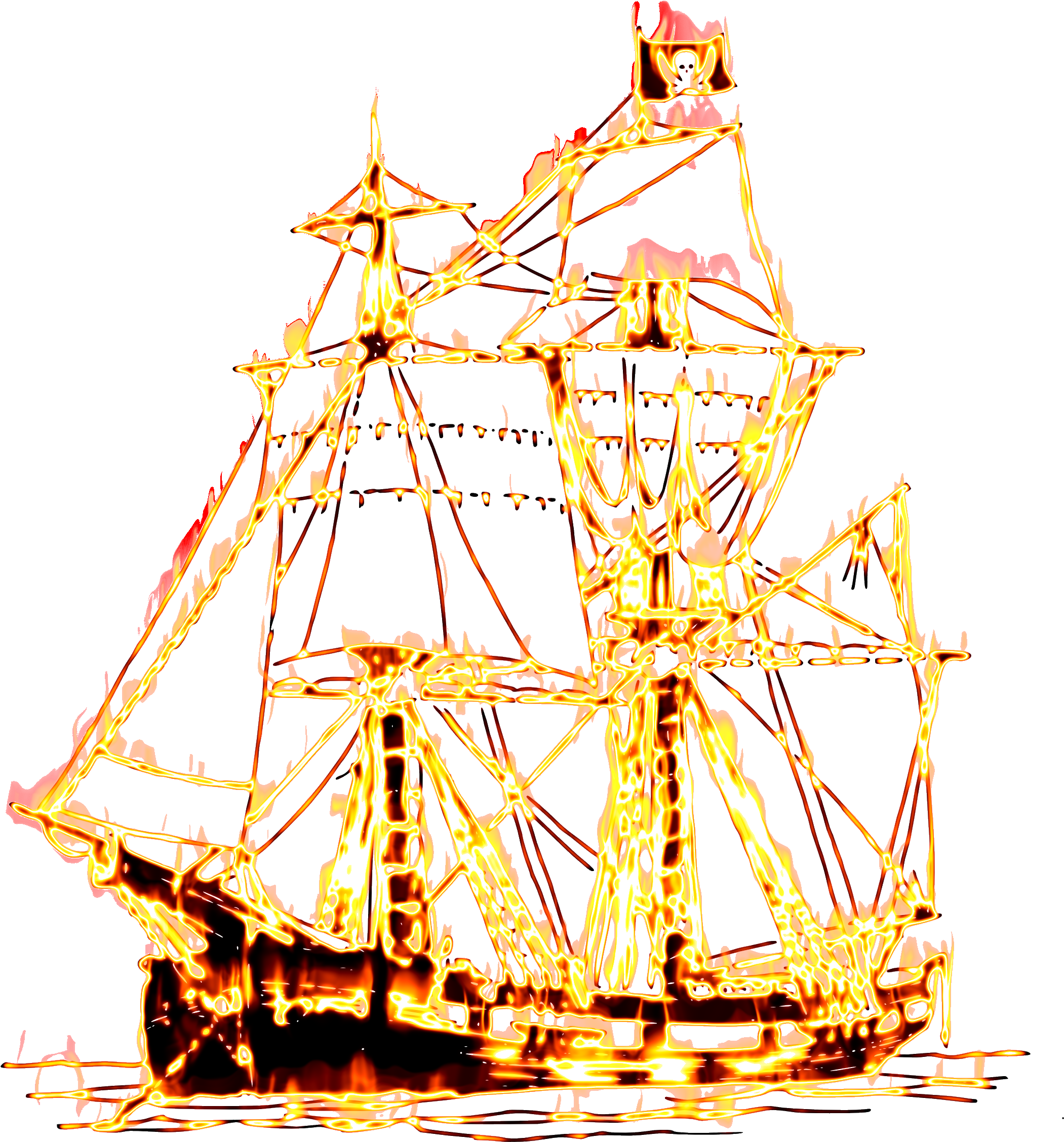 Pirate Ship On Fire 3b - Mast Clipart (3300x2550), Png Download