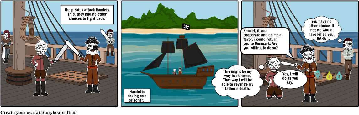 Hamlet Pirate Ship - Cartoon Clipart (1164x385), Png Download