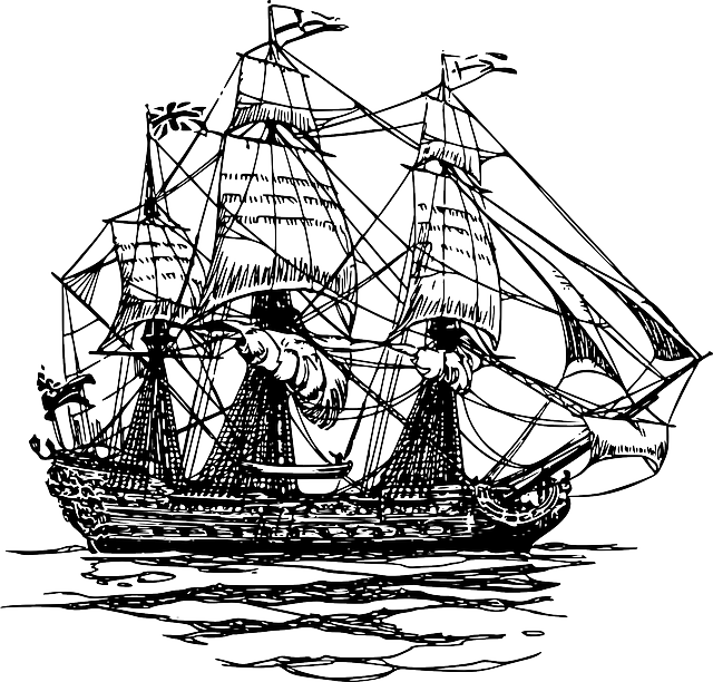 Ship Clipart Colonial - Ship Line Art - Png Download (640x612), Png Download