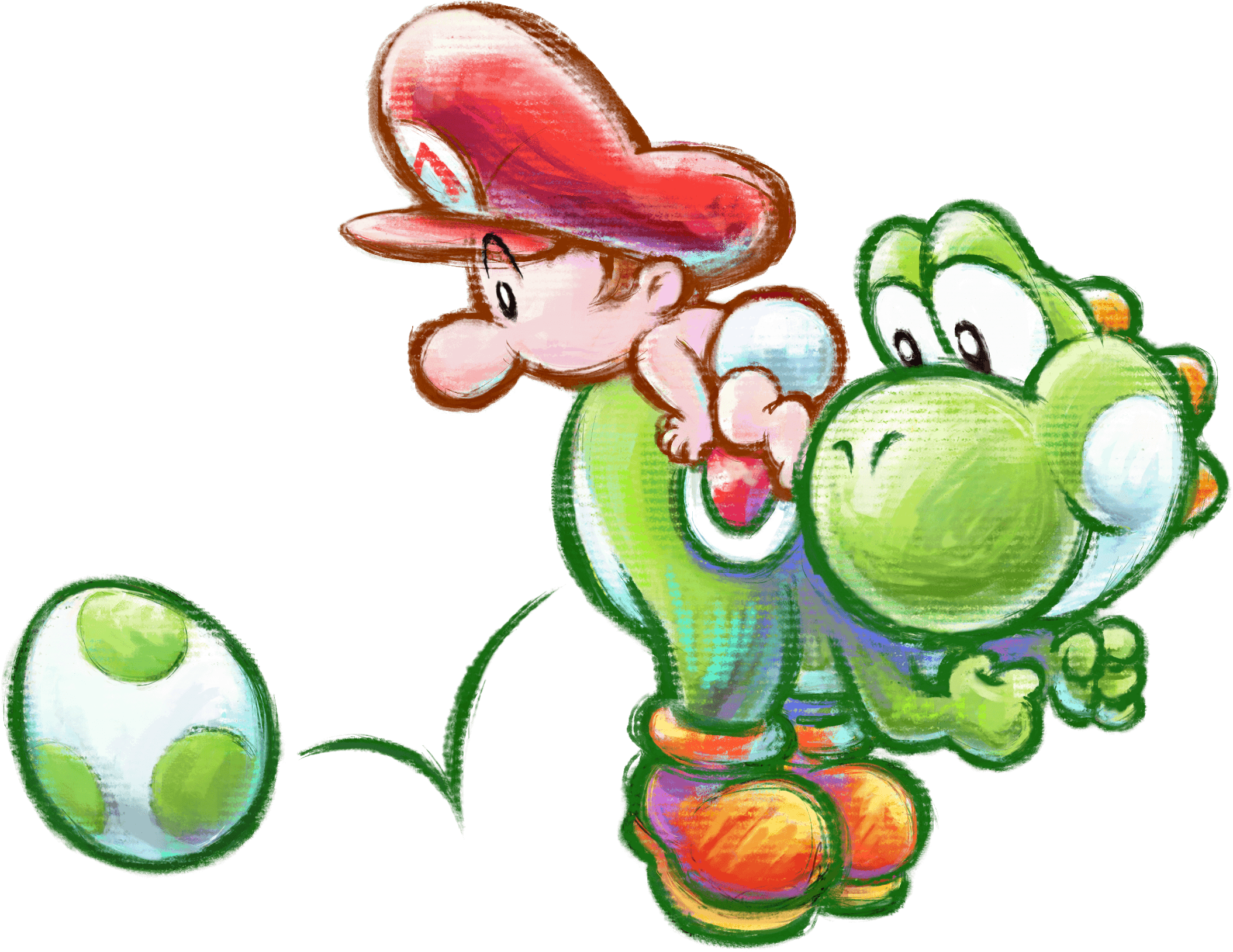 Characters - Yoshi And Baby Mario Yoshi's New Island Clipart (2109x1629), Png Download