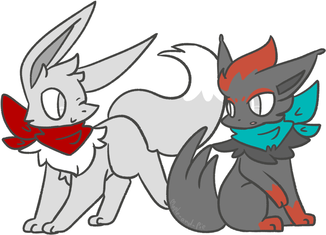 These Two Are What Maple And Pie Original Would Have - Eevee X Zorua Clipart (1280x1066), Png Download