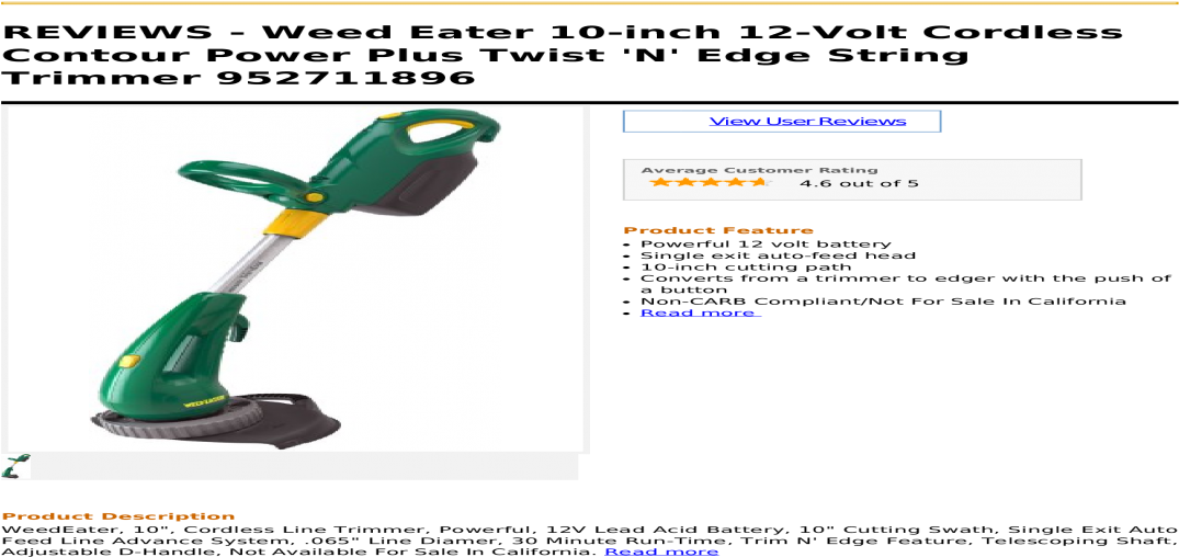 Weed Eater 10 Inch 12-volt Cordless Contour Power Plus - Garden Tool Clipart (1200x630), Png Download