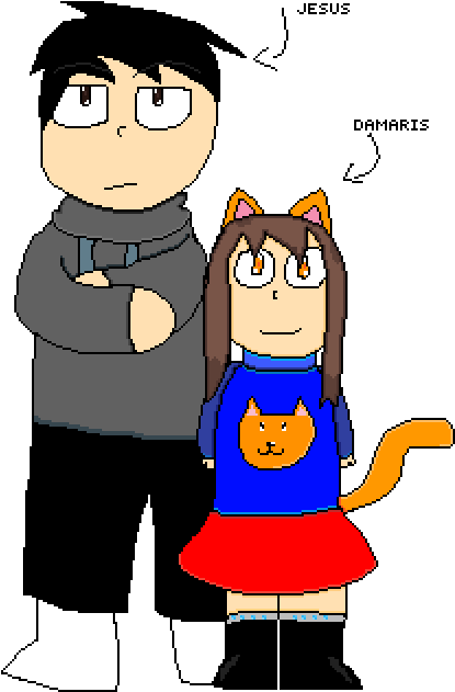Damaris Y Jesus - Cartoon Clipart (1000x1000), Png Download