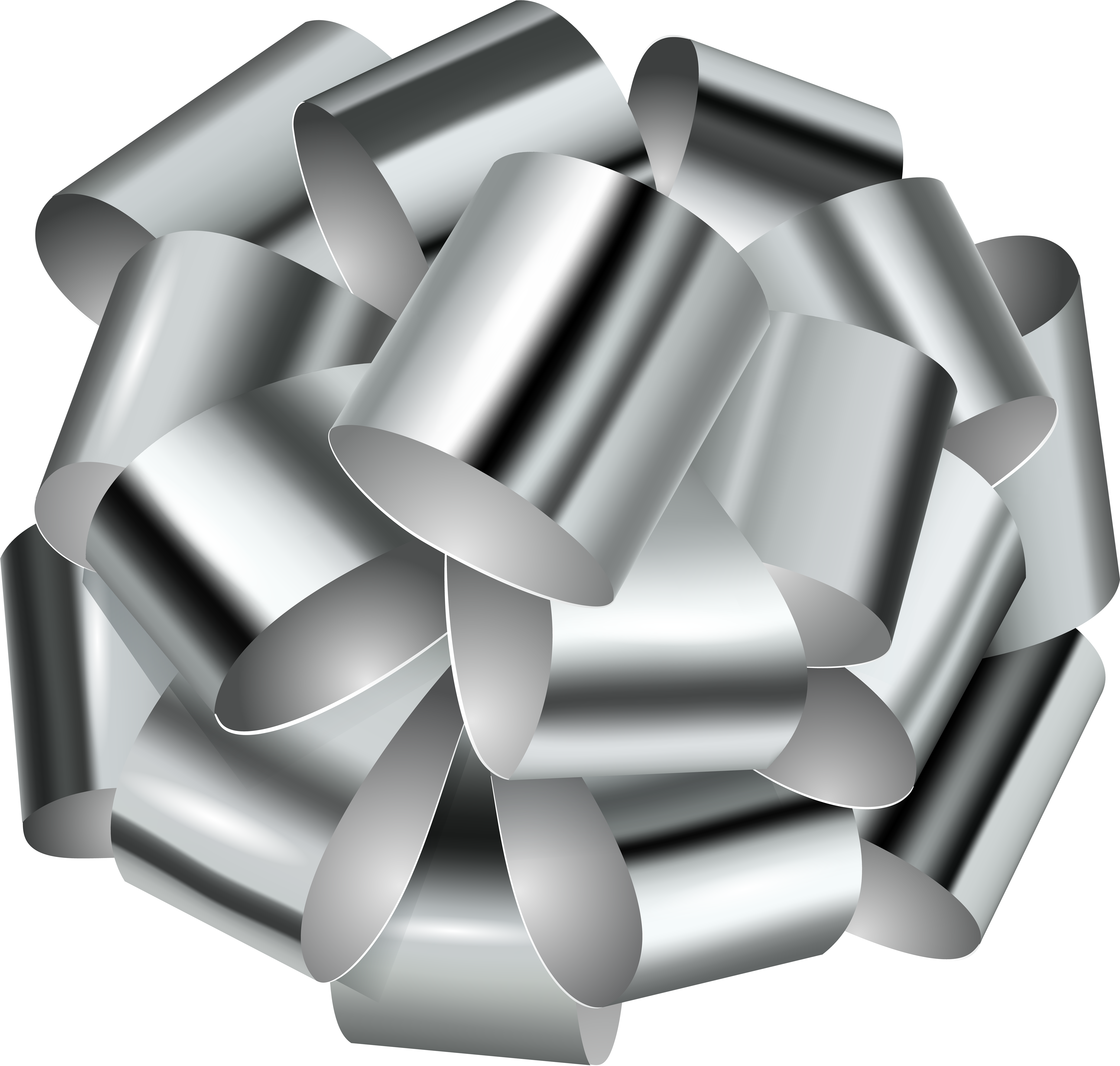 Decorative Silver Bow Transparent Clip Art Image - Silver Bow Transparent - Png Download (6000x5714), Png Download