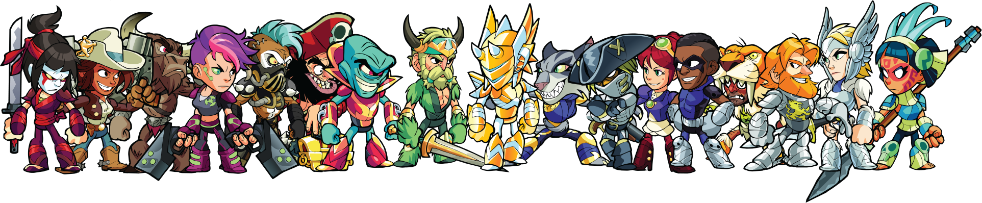 Legendlineup - Brawlhalla All Legends Png Clipart (1925x398), Png Download