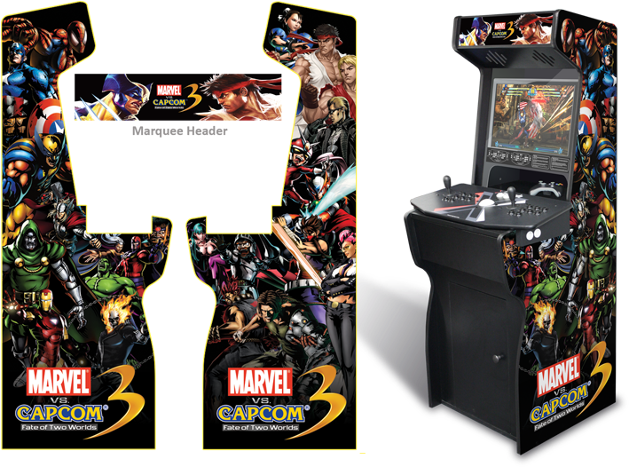 Custom Permanent Full Size Marvel Vs Capcom 3 Graphics - Diy Arcade Cabinet Artwork Clipart (800x552), Png Download